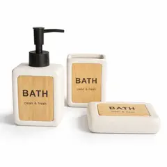 COLETTE - Set de Accesorios de Baño 3 Piezas Cerámica Bath