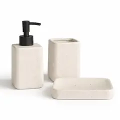 COLETTE - Set de Accesorios de Baño 3 Piezas Cerámica Relax