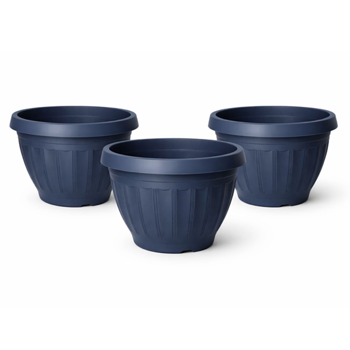 GENERICO - Pack 3 Maceteros Plástico Redondo Azul Metalizado 10 cm