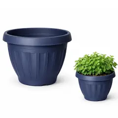 GENERICO - Pack 10 Maceteros Plástico Redondo Azul Metalizado 19 cm