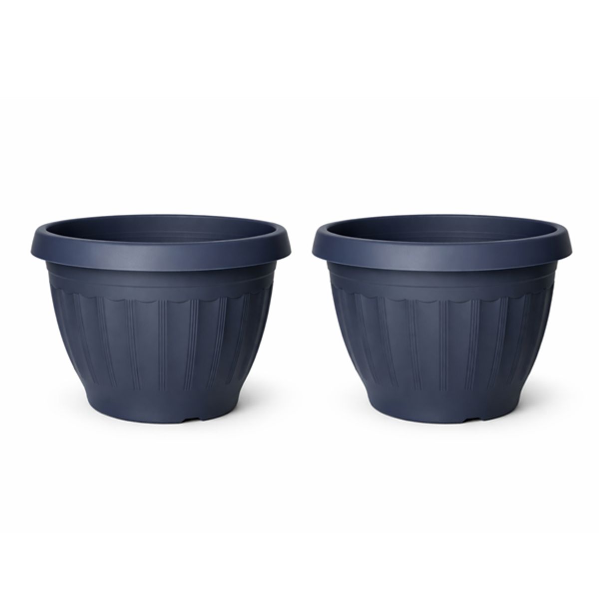 GENERICO - Pack 2 Maceteros Plástico Redondo Azul Metalizado 23 cm