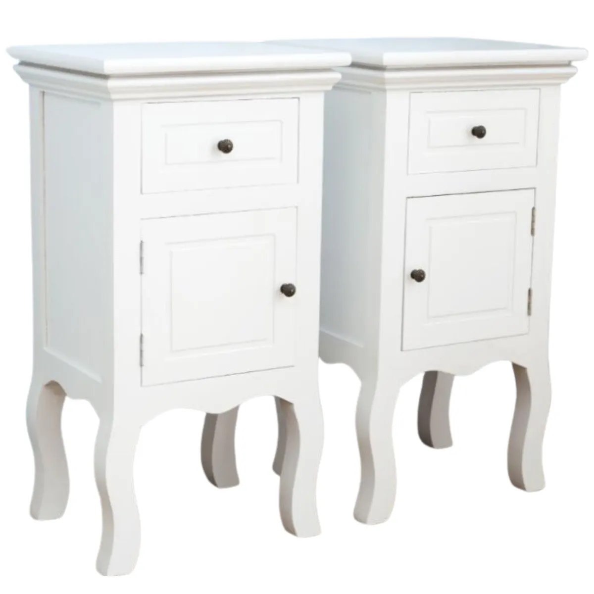 CASTELLARO - SET 2 VELADORES LIBRERO PARMA PUERTA + CAJON BLANCO