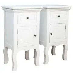 CASTELLARO - SET 2 VELADORES LIBRERO PARMA PUERTA + CAJON BLANCO