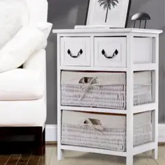 CASTELLARO - CAJONERA COMODA VIVANCO 4 CAJONES TELA BLANCO