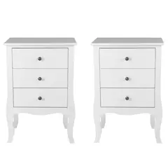 CASTELLARO - SET DE 2 VELADORES DORMITORIO GENOVA 3 CAJONES BLANCO