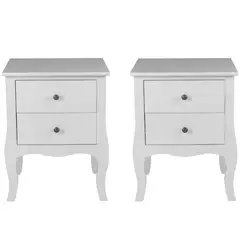 CASTELLARO - SET DE 2 VELADORES DORMITORIO GENOVA 2 CAJONES BLANCO