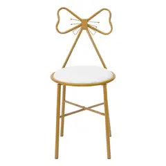 CASTELLARO - TABURETE SILLA METAL CUERO DORADO BLANCO HADA