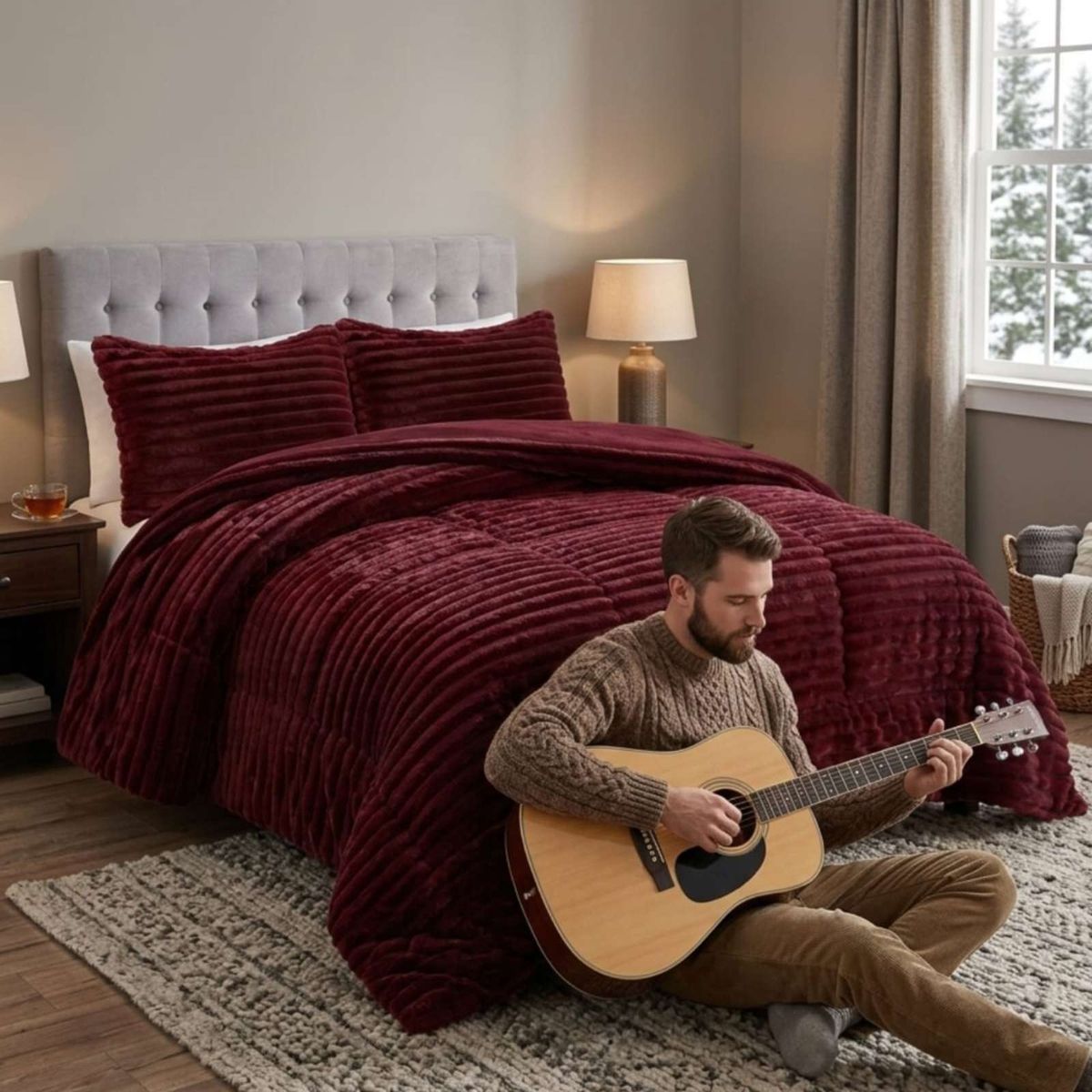 GENERICO - Cubrecama 2 plazas Pana de Terciopelo Premium Dale a tu dormitorio un toque elegante