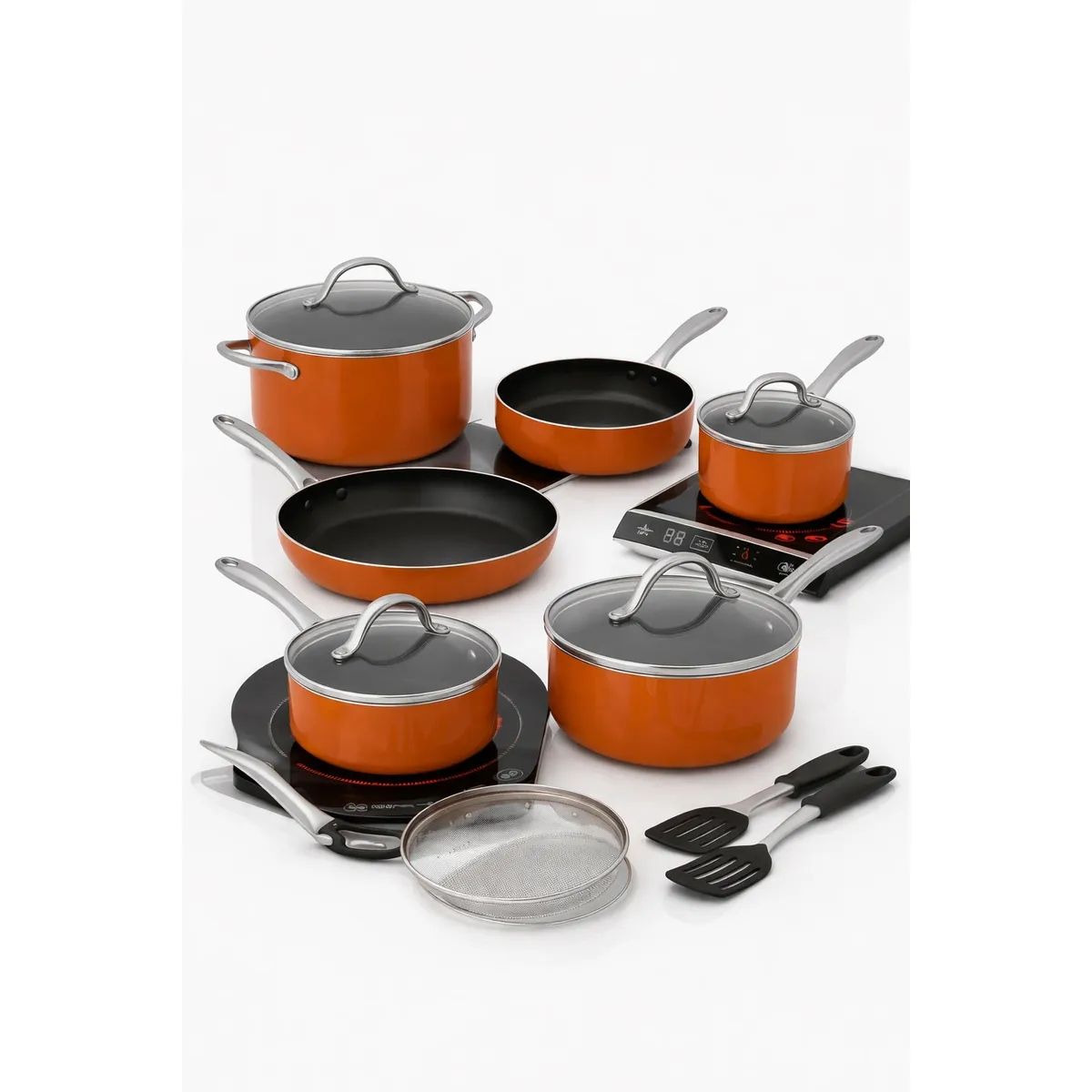 MOVI - BATERIA DE COCINA 11 PIEZAS, PARA TODO TIPO DE COCINAS, INDUCCION, ELECTRICA Y GAS