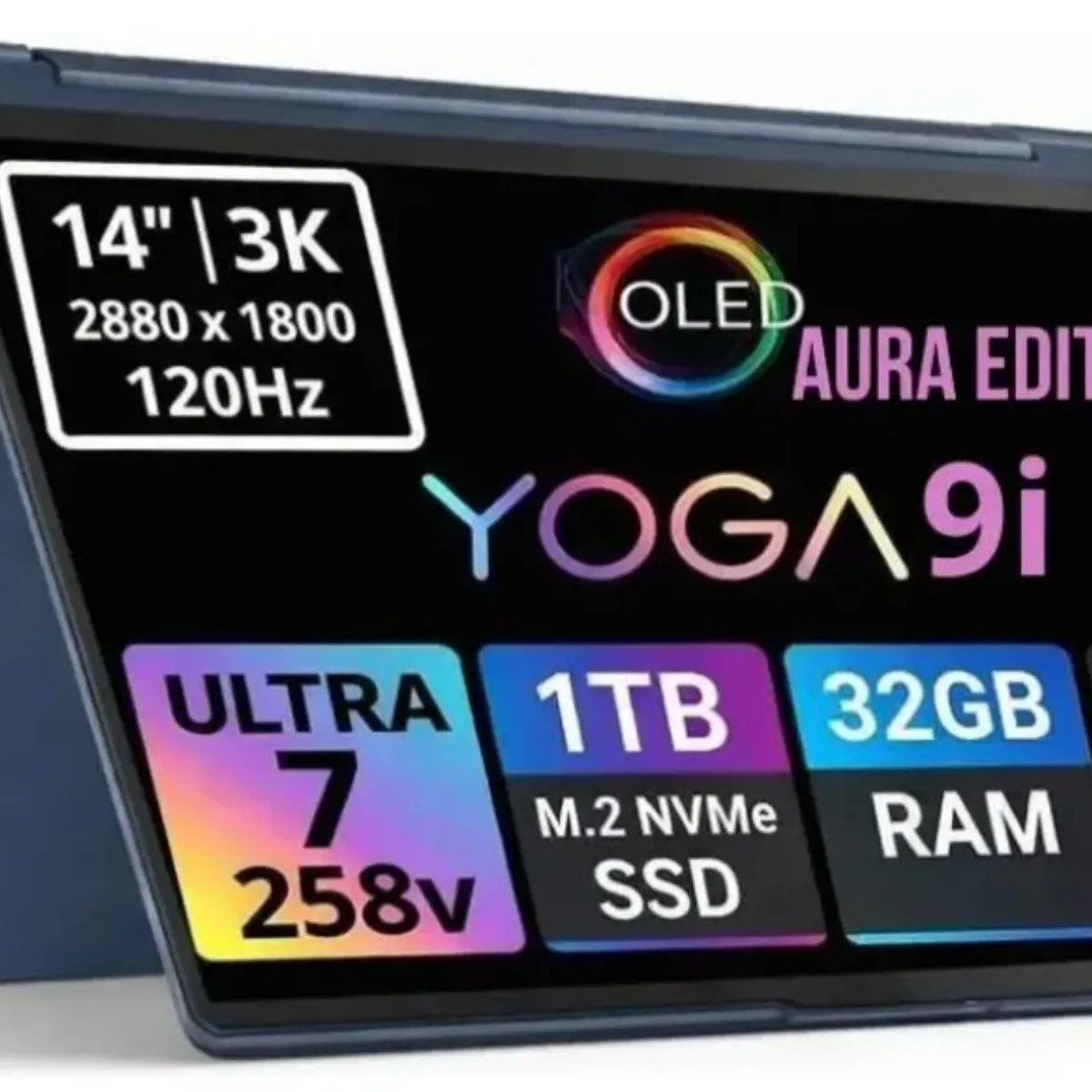 LENOVO - Notebook Lenovo Yoga 9i AURA EDITION 14" 3k 2-EN-1 OLED INTEL ULTRA 7 258V SSD 1TB 32GB Ram