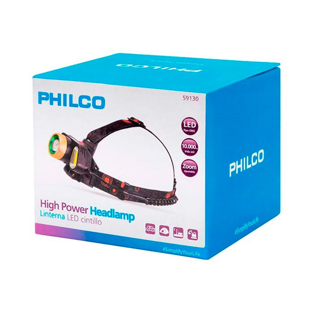 PHILCO - Linterna Cintillo Led Cree Philco Recargable