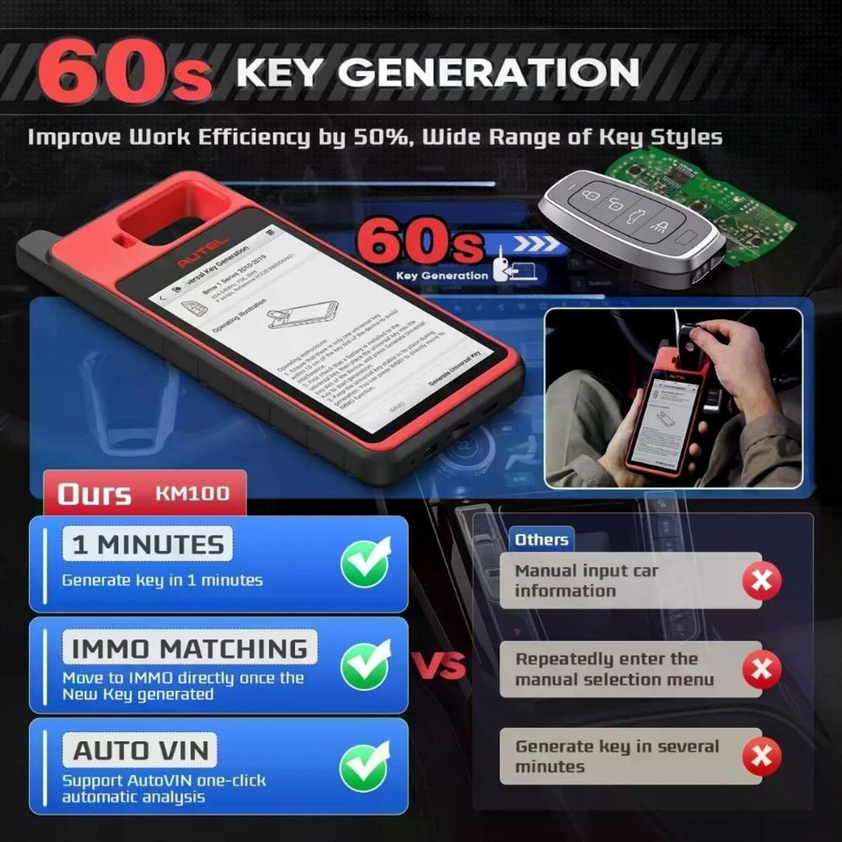 AUTEL - Scanner Automotriz Autel Maxi-im Km100E Programador