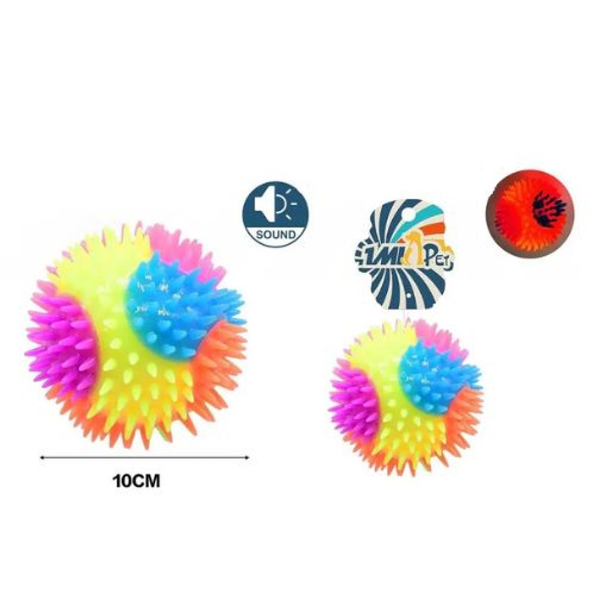 GENERICO - PELOTA JUGUETE PARA PERROS CON LUCES Y SONIDO 10CM