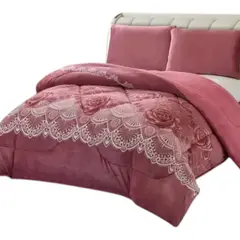 GENERICO - Cubrecama Plush Con Chiporro De Invierno 2 Plaza Diseño Florales