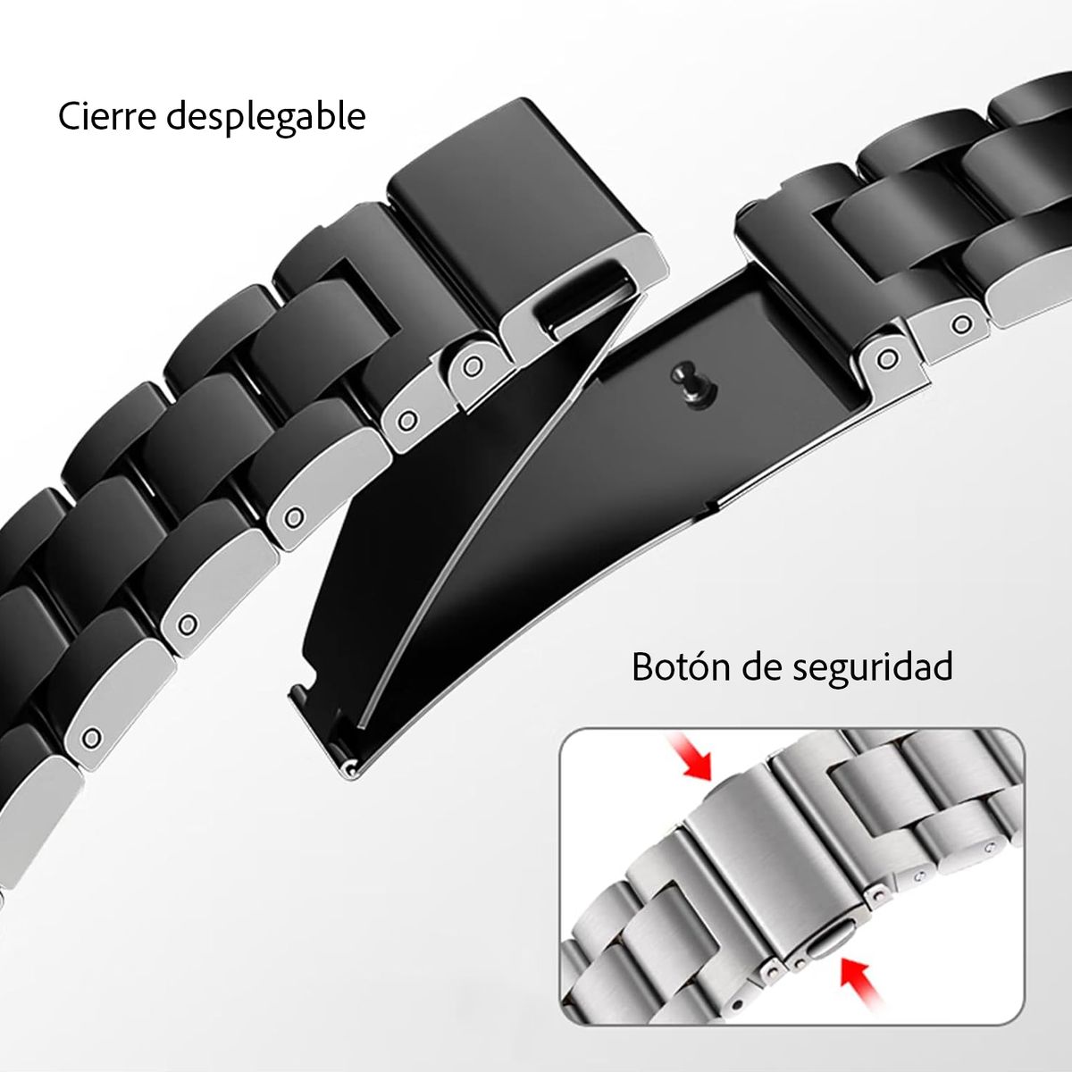 GENERICO - Correa de Acero Inoxidable Black Steel 20mm - Ajuste Fácil y Elegante