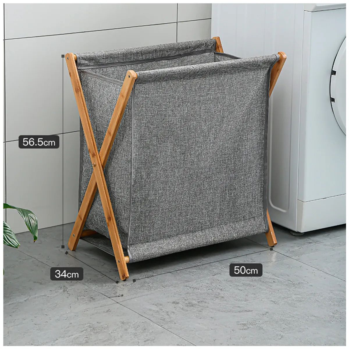 IRM - Canasto para Ropa Cesto plegable de Madera Bambu Grande 56cm Alto