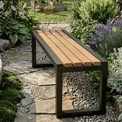 NSCOMPANY - Banca / Banqueta Ukumar - Metal Y Madera 80 Cm De Largo