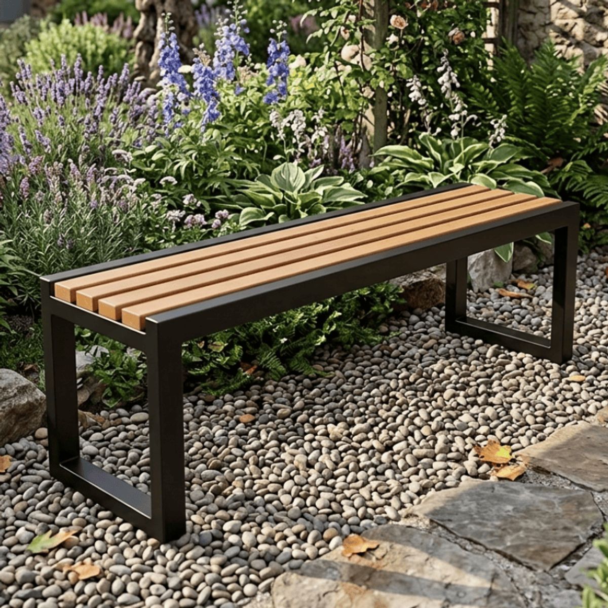 NSCOMPANY - Banca / Banqueta Ukumar - Metal Y Madera 120 Cm De Largo