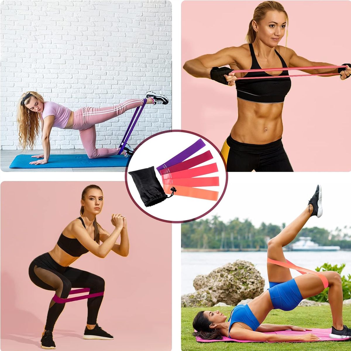 GENERICO - Bandas de Ejercicio Elásticas Pack de 5, 5 Niveles de Fuerza
