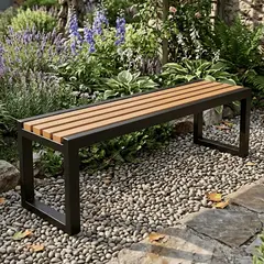 NSCOMPANY - Banca / Banqueta Ukumar - Metal Y Madera 160 Cm De Largo