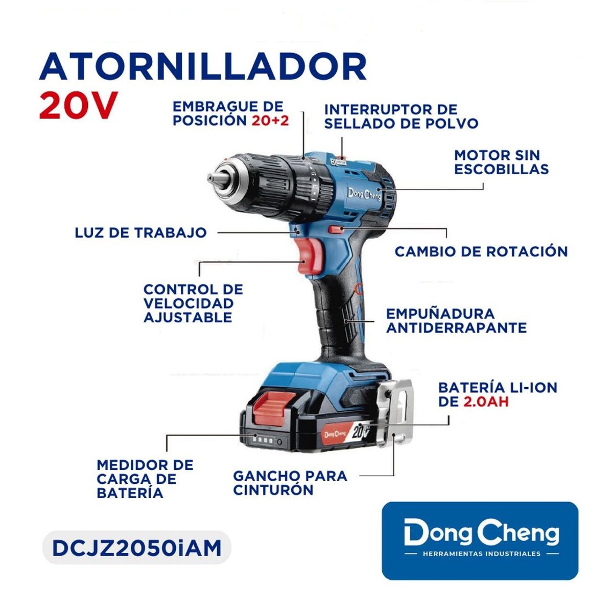 GENERICO - Taladro Atornillador 13mm 20v Brushless Bat X1 Dong Cheng Profesional
