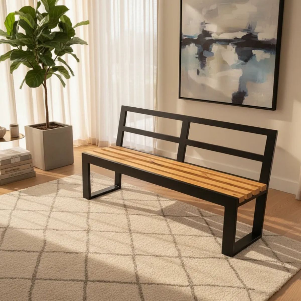 NSCOMPANY - Banqueta Ukumar Con Respaldo De 120 Cm Banca