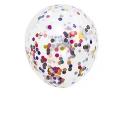 GENERICO - Globo de látex transparente con confeti multicolor 60cm 1pc