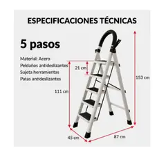 GENERICO - Escalera Plegable Tipo Piso 5 Peldaños Para Hogar