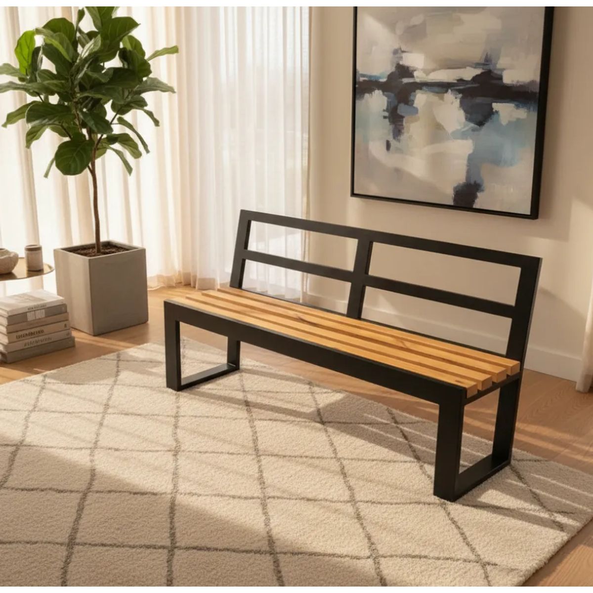 NSCOMPANY - Banqueta Ukumar Con Respaldo De 140 Cm Banca