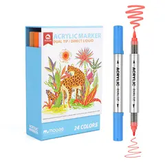 GENERICO - Set Marcadores Acrílico 24 Colores Doble Punta Direct Liquid