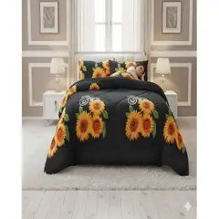 GENERICO - Cubrecama Plush Con Chiporro De Invierno King Diseño Estampado Con Girasoles