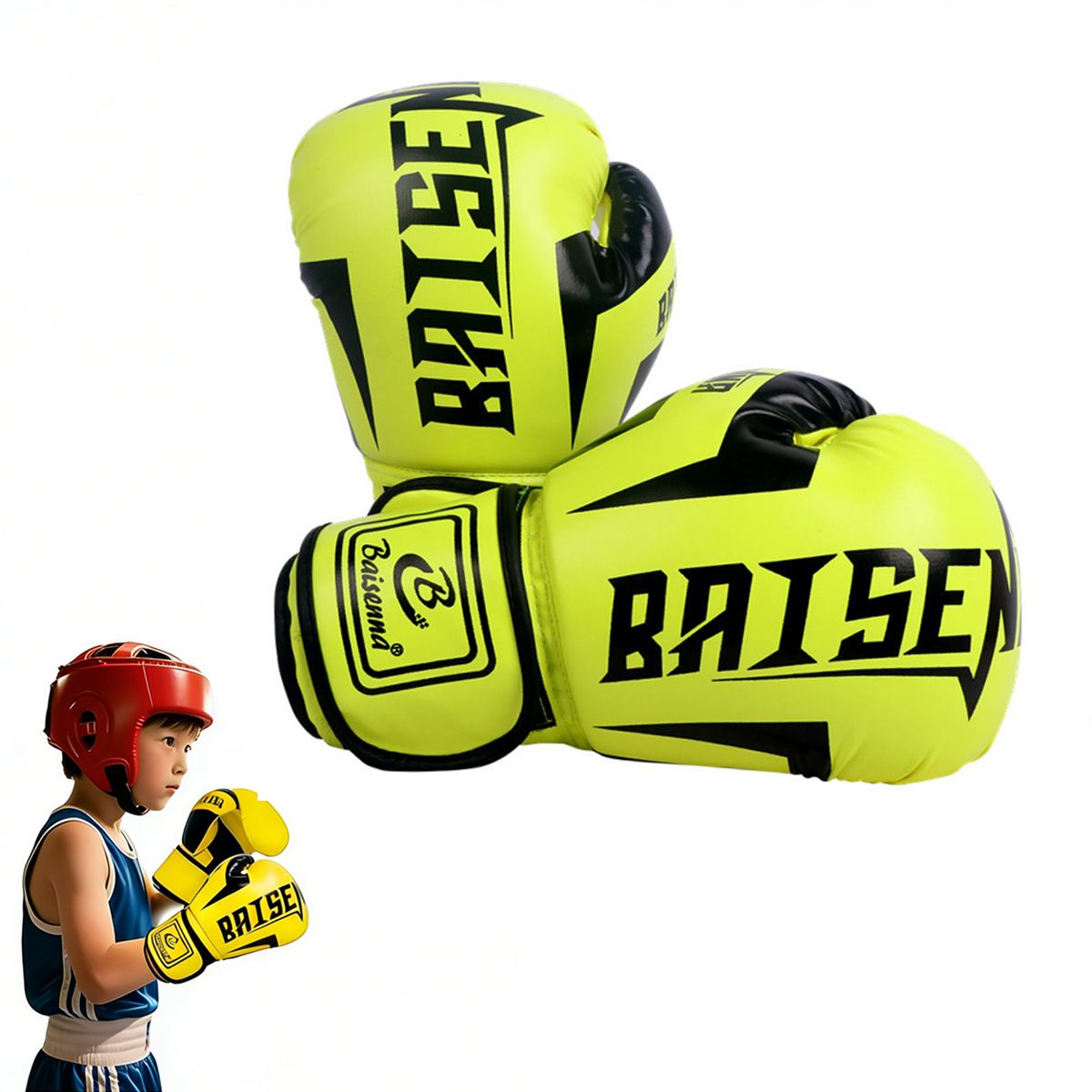 GENERICO - 8oz Guante De Box Boxeo Guantes Profesional Para Adolescente-Amarillo