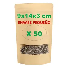 VIDA BUENAS - Pack 50 Bolsas Doypack Hermetico Kraft Con Ventana 14x9x3