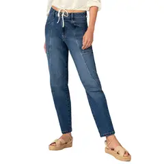 LEONISA - Jean mom con costuras decorativas en frente F7075 Indigo