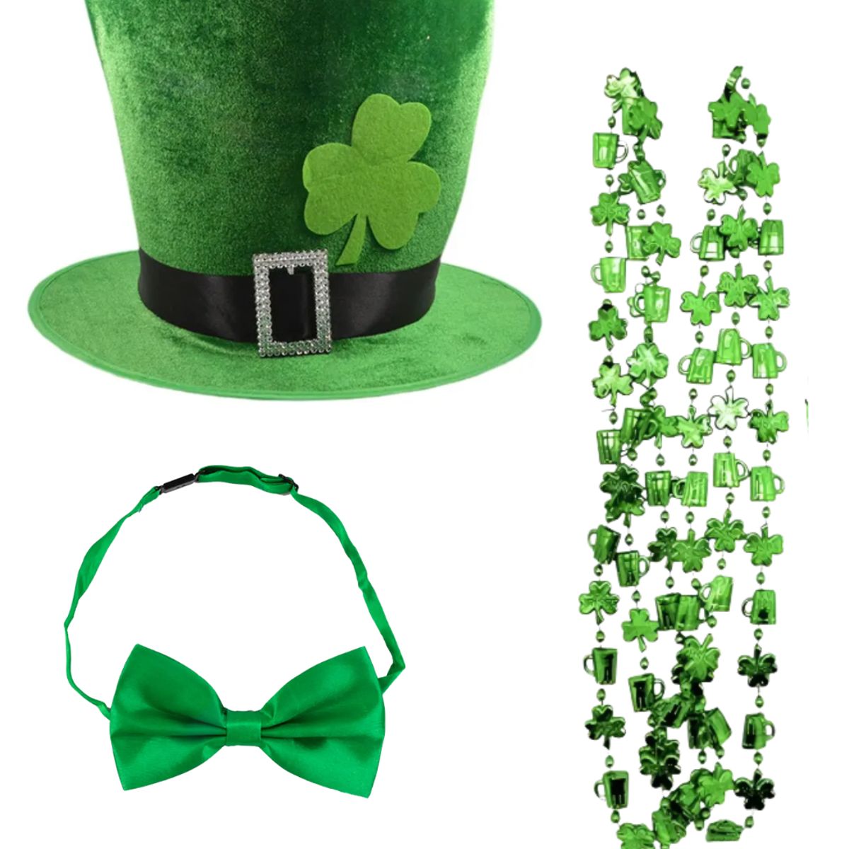 GENERICO - Set San Patricio Sombrero + Humita+ Collar Duende Verde Cosplay