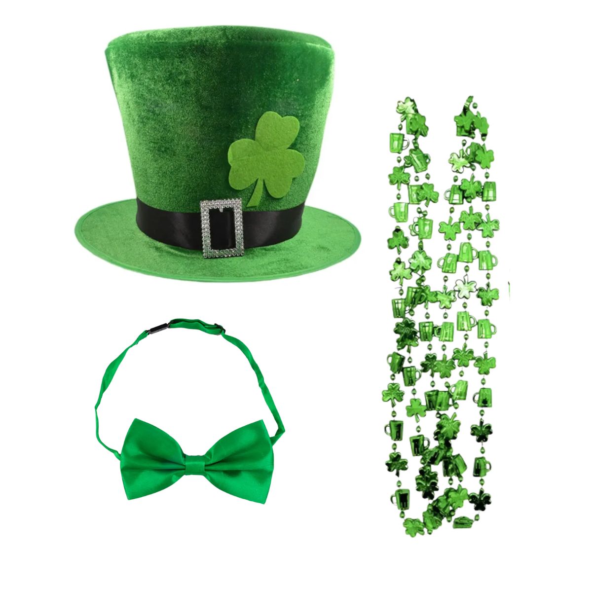 GENERICO - Set San Patricio Sombrero + Humita+ Collar Duende Verde Cosplay