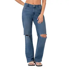 LEONISA - Jean con bota ancha y abertura en rodilla J2870 Azul Medio