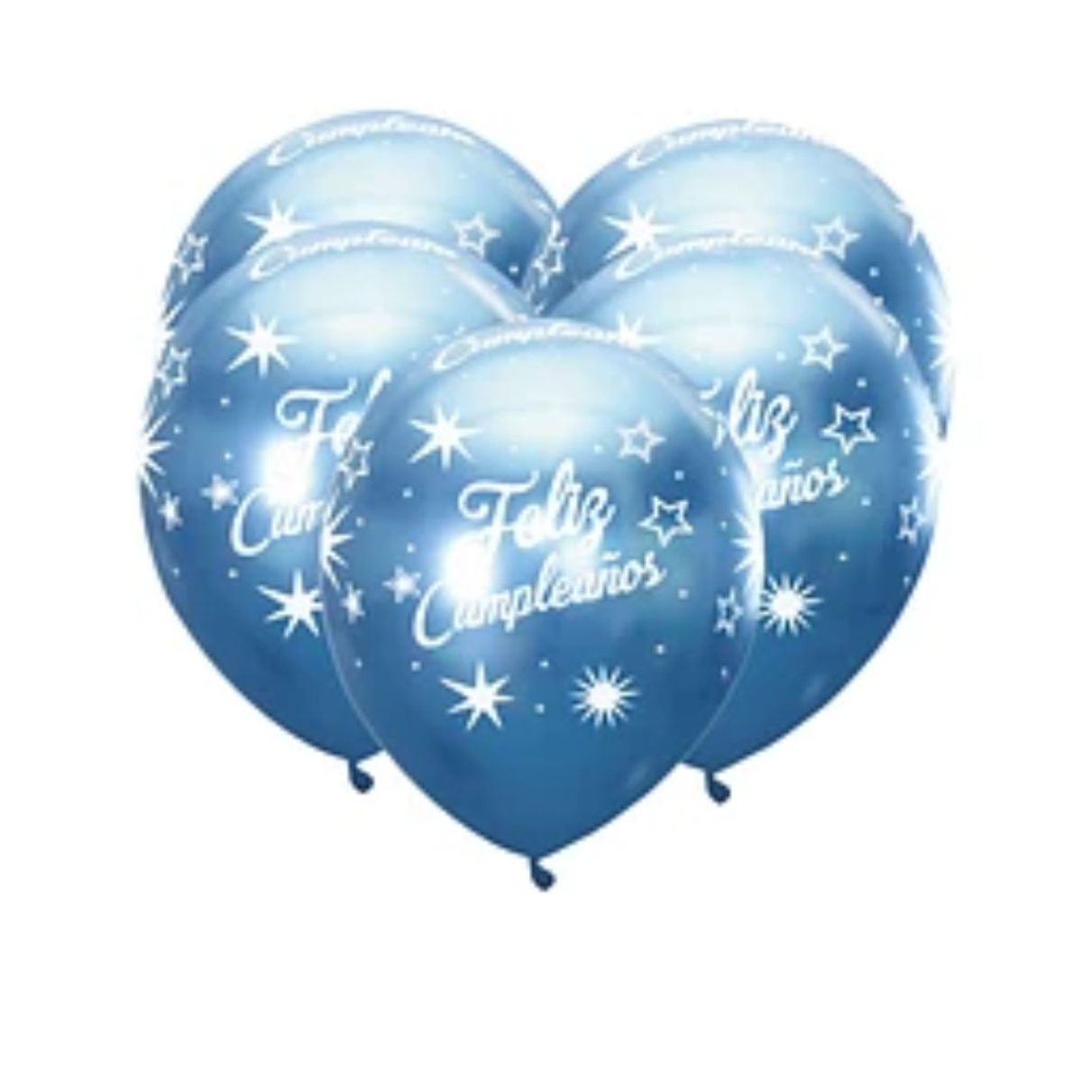 GENERICO - Globo cromado feliz cumpleaños azul 5pcs 30cm