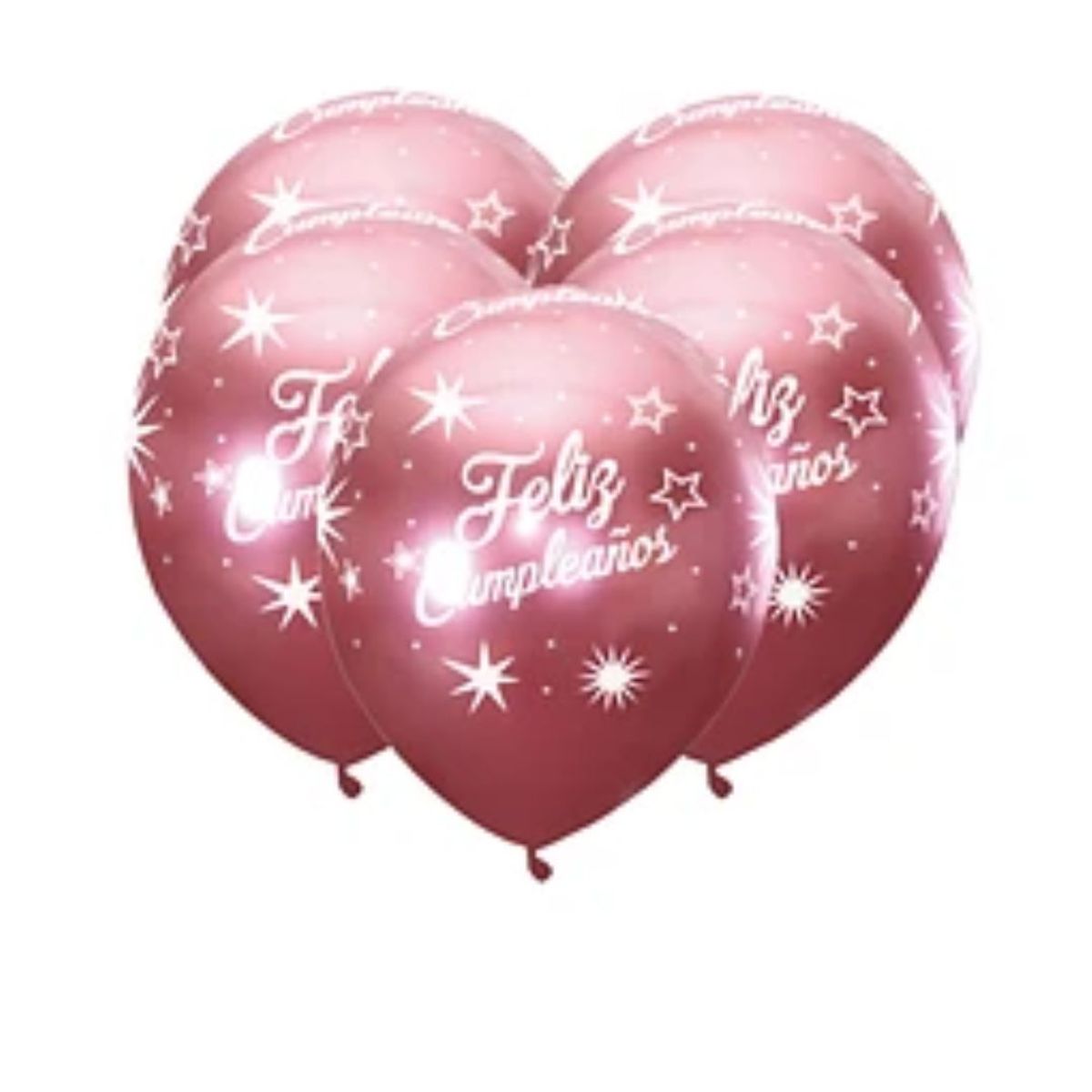 GENERICO - Globo cromado feliz cumpleaños rojo 5pcs 30cm