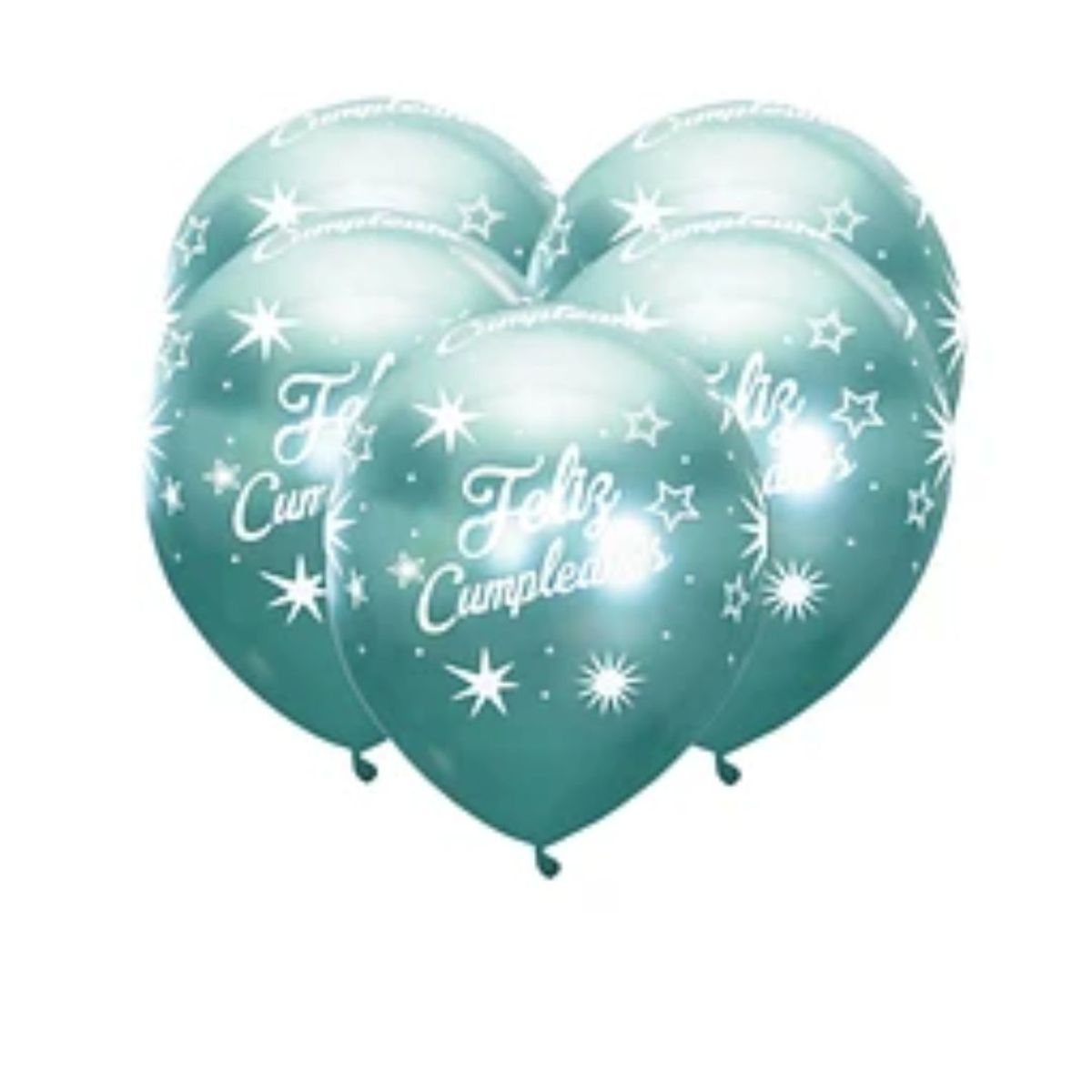 GENERICO - Globo cromado feliz cumpleaños verde 5pcs 30cm