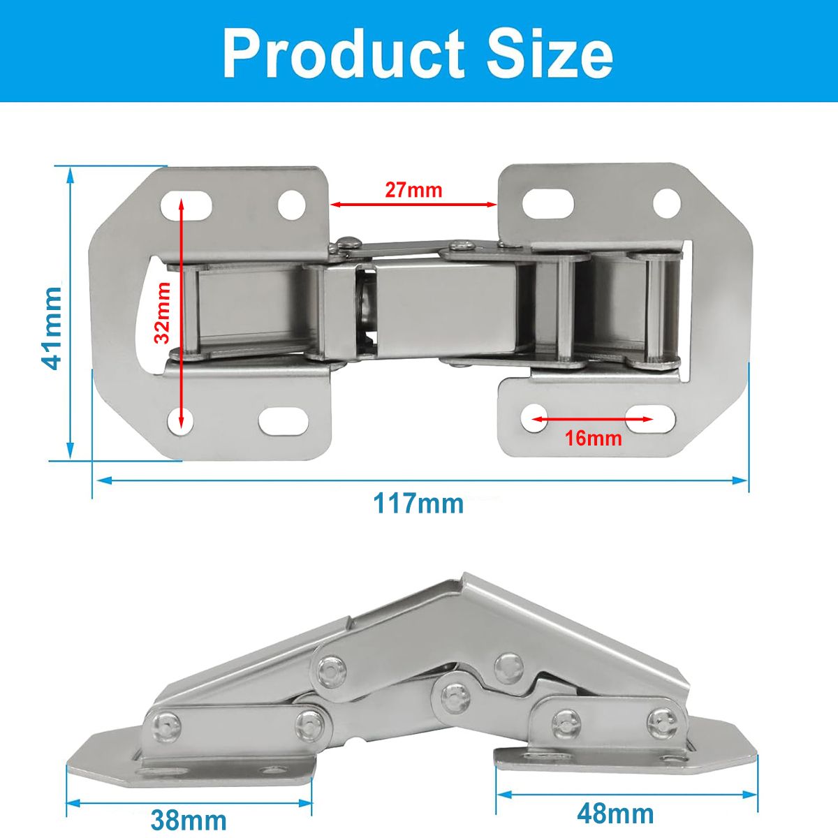 EINICIO - 10pcs Bisagra Oculta De Montaje En Superficie De 90 Grados