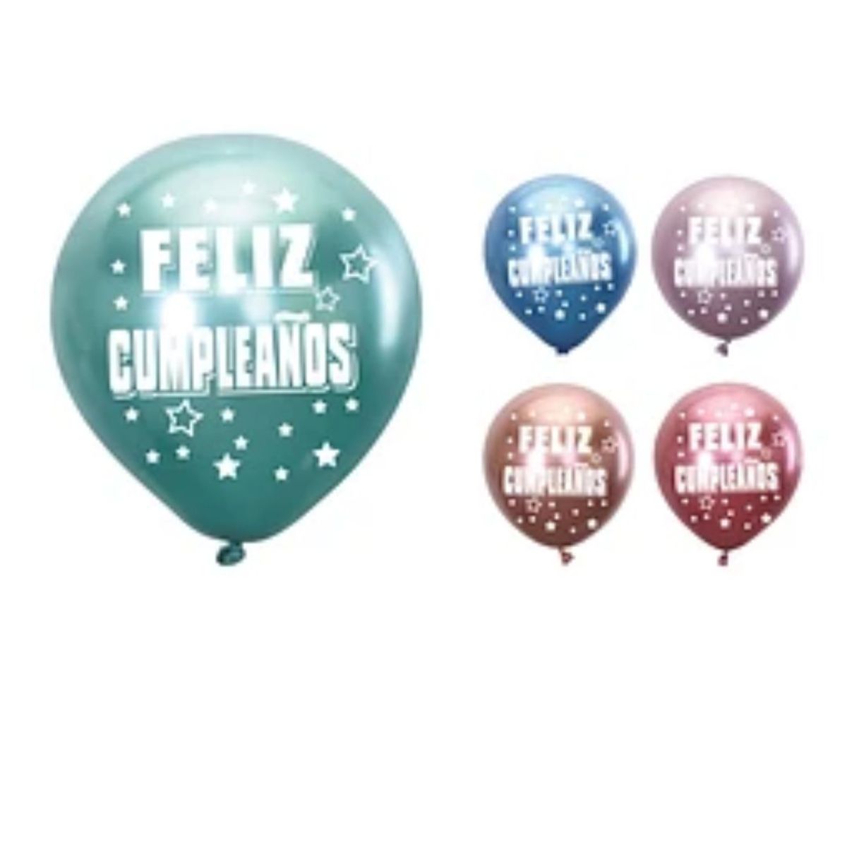 GENERICO - Globos cromados feliz cumpleaños lindo diseño 5pcs 30cm colores surtidos