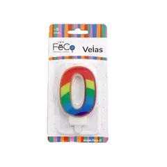 GENERICO - VELA ARCOIRIS NUMERAL 0 X1 UNI