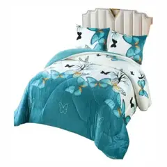 GENERICO - Cubrecama Plush Con Chiporro De Invierno 2 Plazas Diseño Mariposas