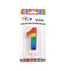GENERICO - VELA ARCOIRIS NUMERAL 1 X1 UNI