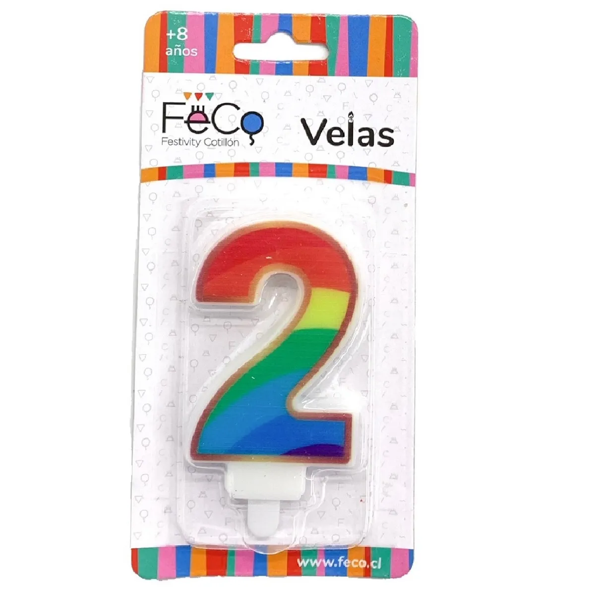GENERICO - VELA ARCOIRIS NUMERAL 2 X1 UNI