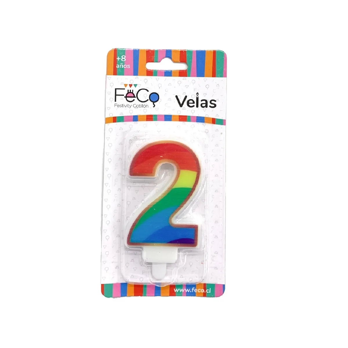 GENERICO - VELA ARCOIRIS NUMERAL 2 X1 UNI