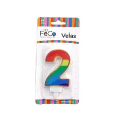 GENERICO - VELA ARCOIRIS NUMERAL 2 X1 UNI