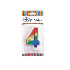 GENERICO - VELA ARCOIRIS NUMERAL 4 X1 UNI