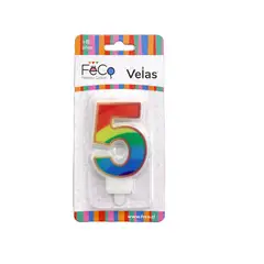 GENERICO - VELA ARCOIRIS NUMERAL 6 X1 UNI